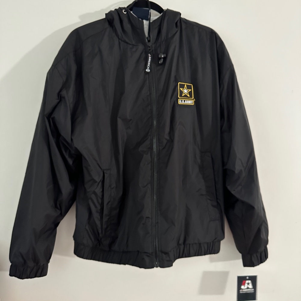 U.S. Army Black Hooded Windbreaker Jacket